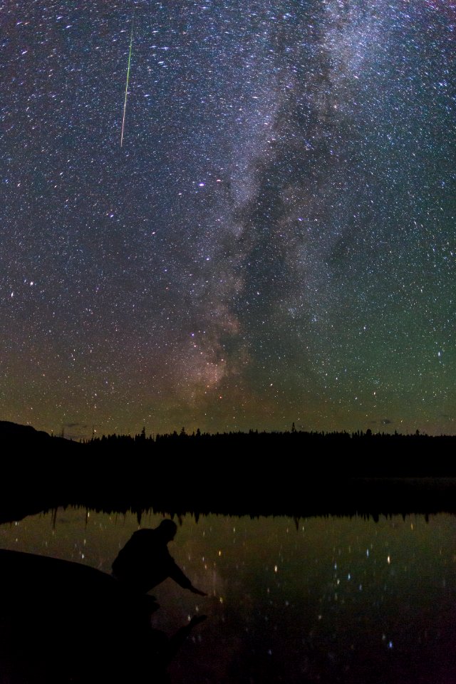 Milky Way & Meteor, Yellowstone Lake