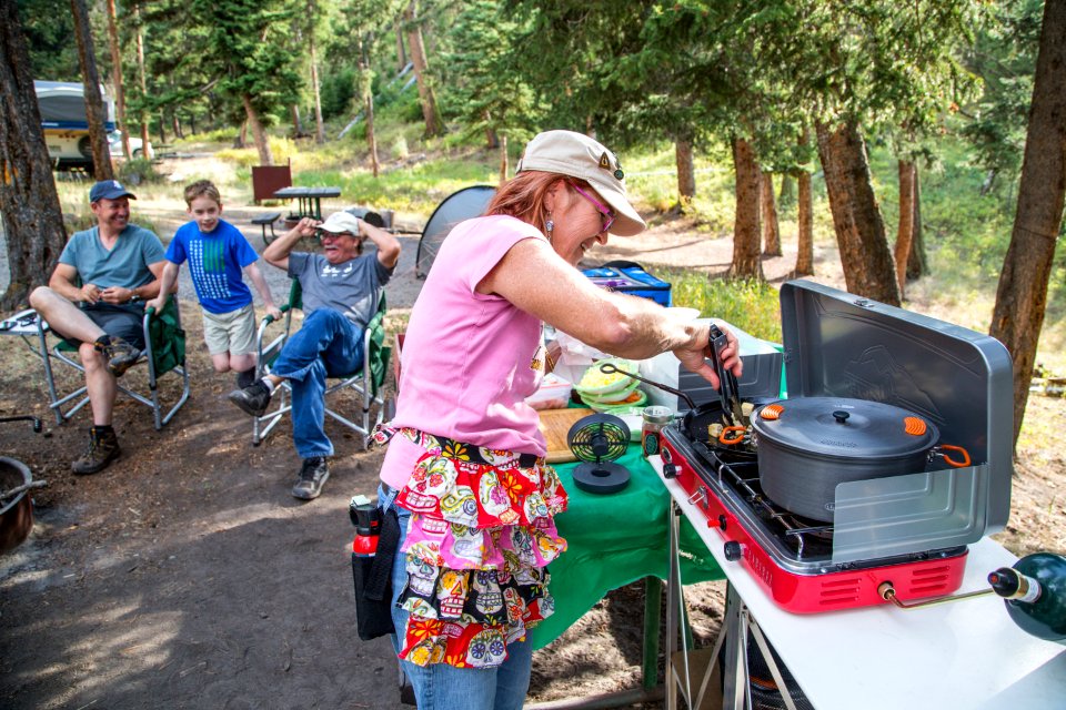 Cooking dinner in the Tower Campground
