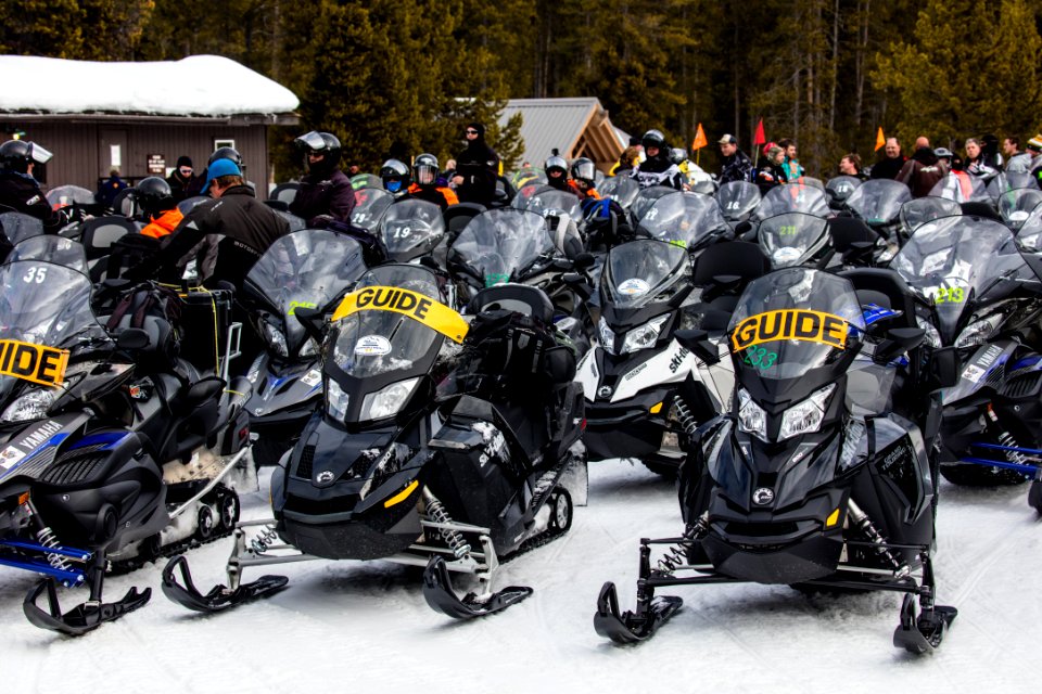 Snowmobiles at Madison Warming Hut