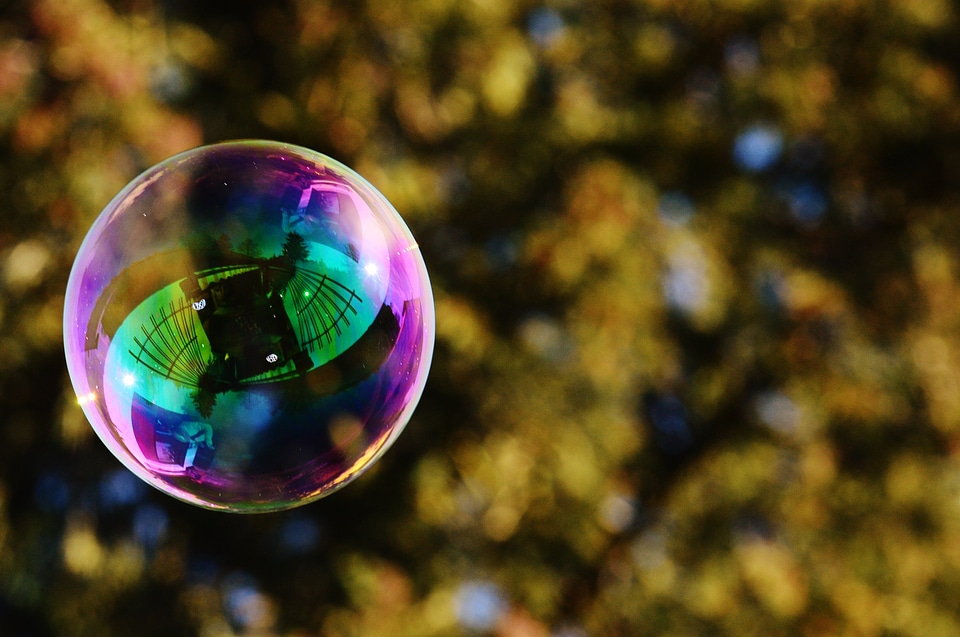 Soapy water make soap bubbles float photo