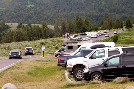 Crowded parking lots, Mammoth Hot Springs photo