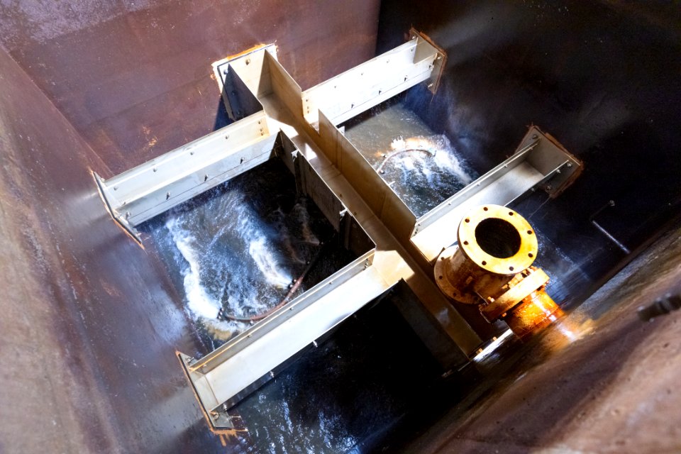 Cleaning a filter of the water treatment plant