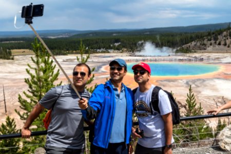 Enjoying the view from Grand Prismatic Spring Overlook Trail photo