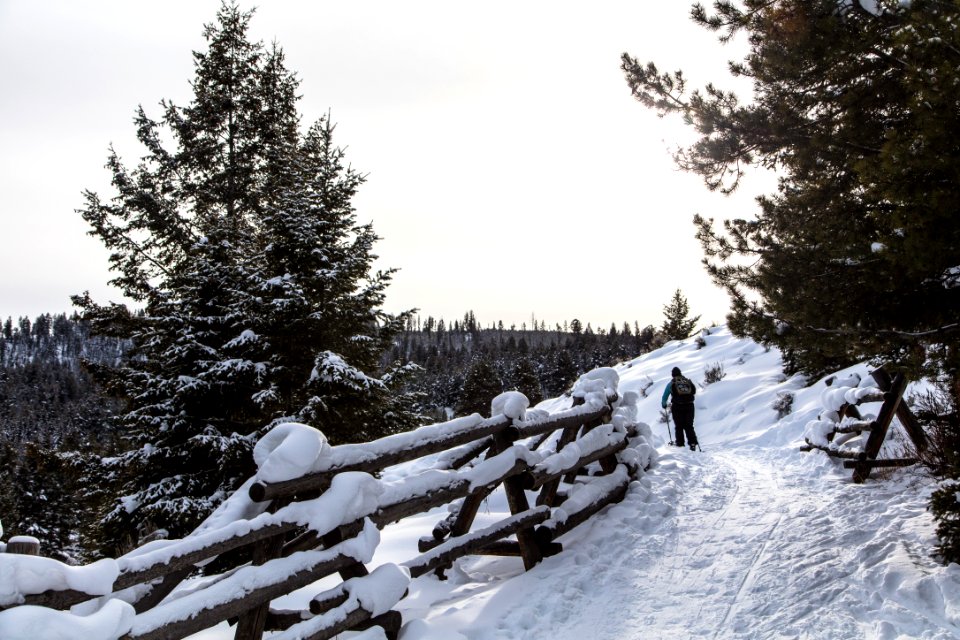 Skiing away from Tower Fall Overlook