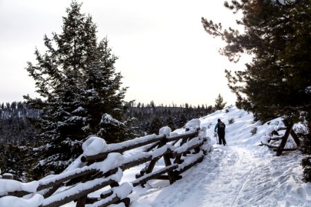 Skiing away from Tower Fall Overlook