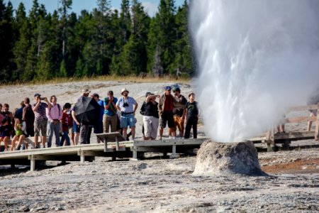 Close up view of Beehive Geyser photo