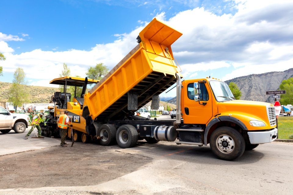 Special projects crew repair the road surface at the Mammoth three-way intersection (2)