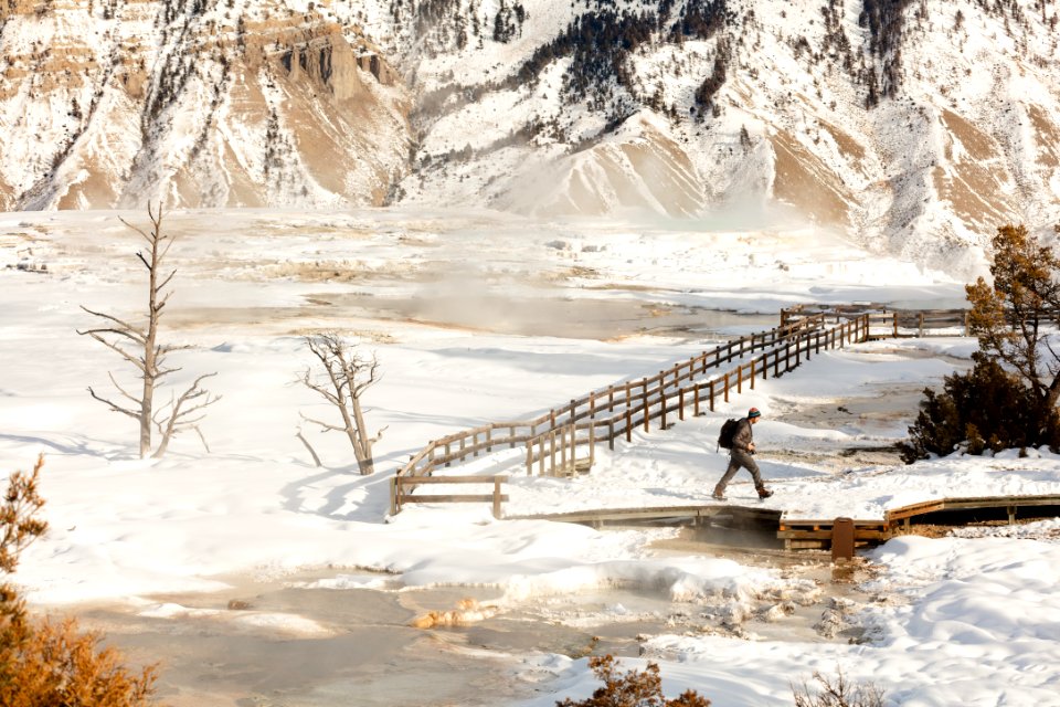 Overlooking the boardwalks near Canary Spring during winter