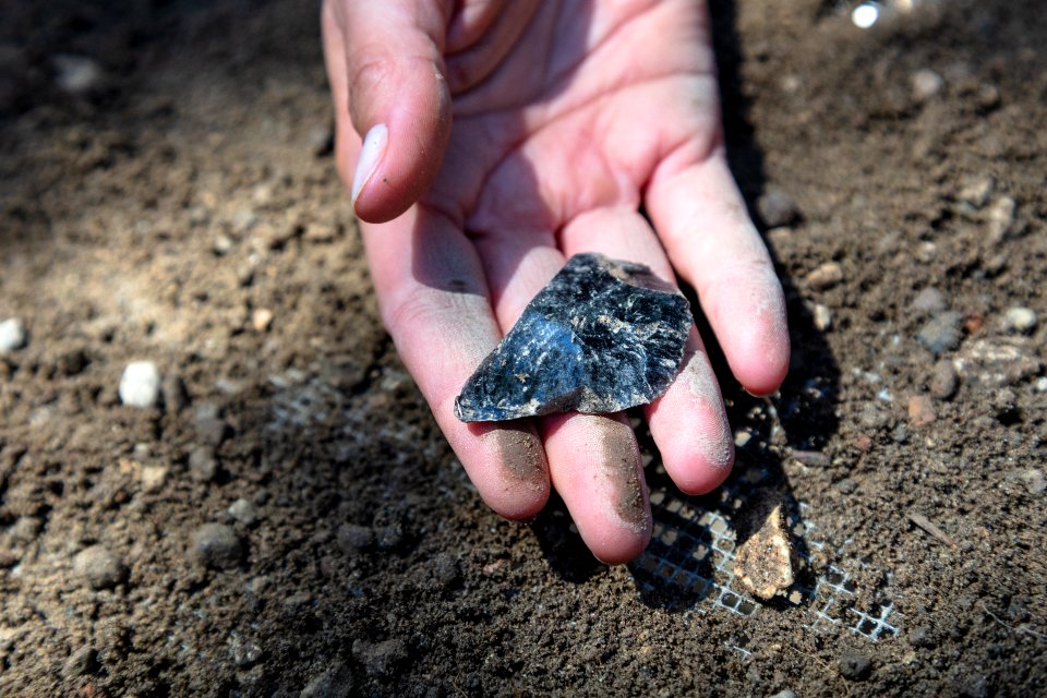 Obsidian flake found on an archaeological dig (2)