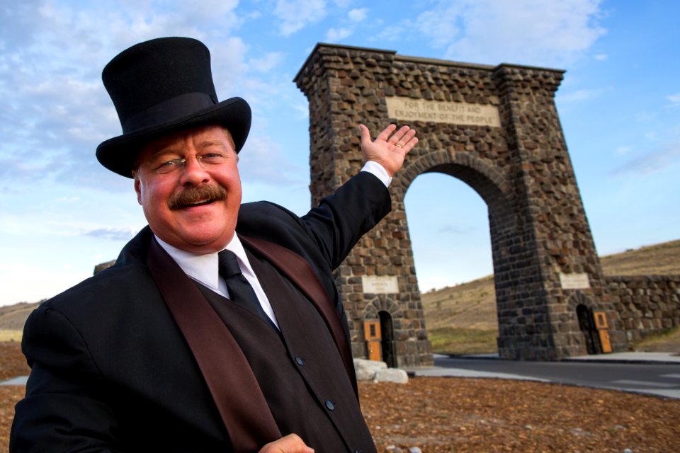 Joe Wiegand as Theodore Roosevelt at Roosevelt Arch