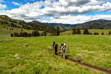 Backpackers on the Blacktail Deer Creek Trail photo