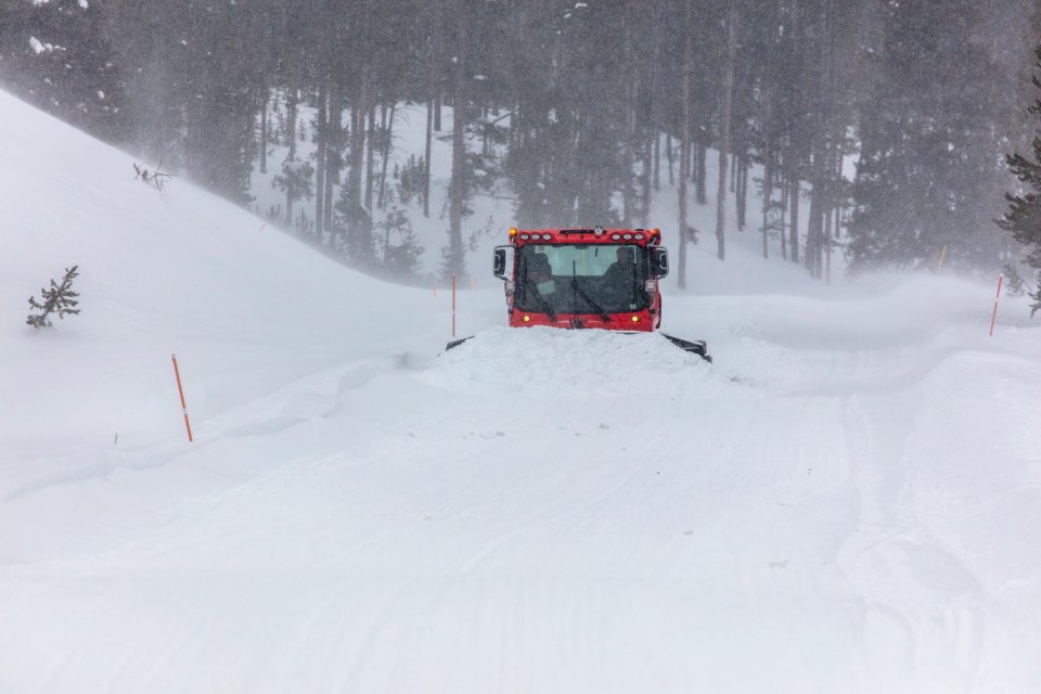 Road crew grroming the road after a winter storm