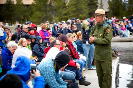 Interpretive program at Old Faithful