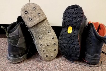 Felt sole boots (left) & rubber sole boots