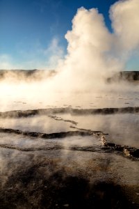 Great Fountain Geyser sunset portrait photo