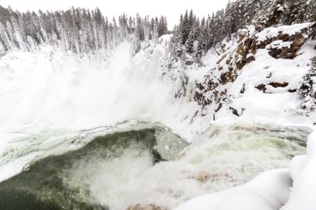 Winter at Brink of the Upper Falls photo