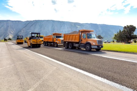 Chipsealing project in Mammoth Hot Springs