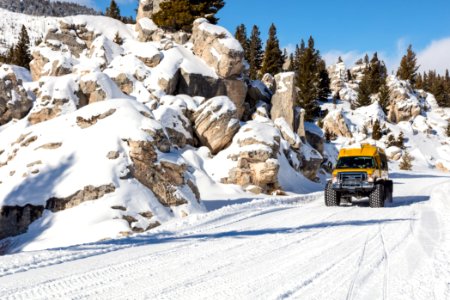 Snowcoach riding through the Hoodoos (2) photo