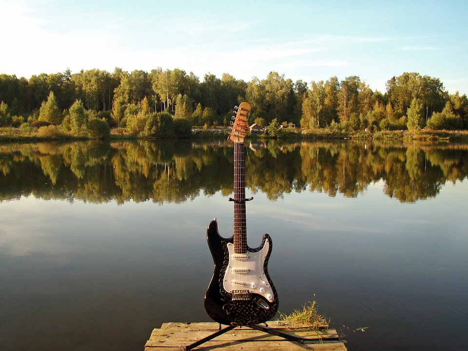Music water reflection evening