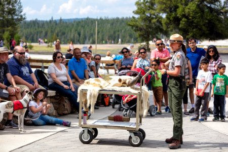 Ranger Sklyer gives a wildlife safety talk at Old Faithful Visitor Education Center (2) photo