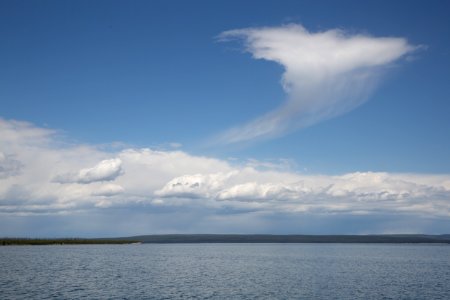 Cloud formations at Yellowstone Lake photo