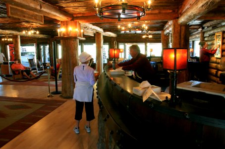 Old Faithful Inn, registration desk photo