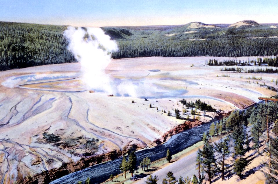 Excelsior Geyser and Grand Prismatic Spring