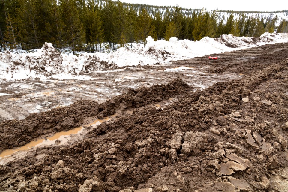 Construction zone between Mammoth Hot Springs and Norris Geyser Basin 4/16/18 (4)