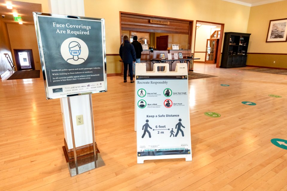 Winter modifications to Mammoth Hot Springs Hotel: Lobby area