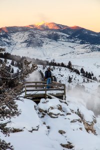 Exploring Mammoth Terraces at Sunset Portrait