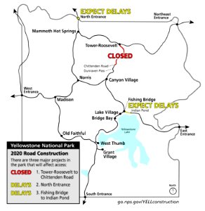 2020 Yellowstone Road Construction Map