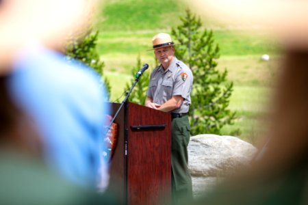 Yellowstone Superintendent Cam Sholly speaks at the Soda Butte Creek ceremony (2) photo