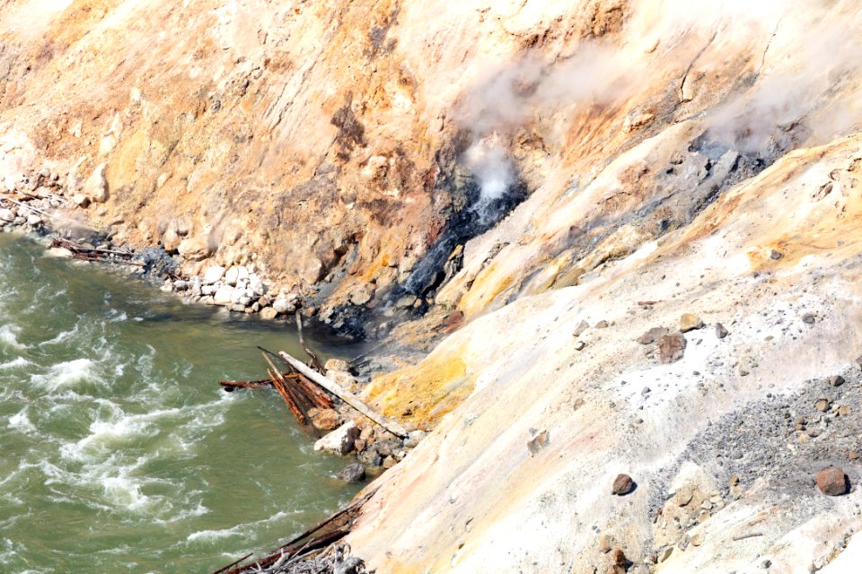 Calcite Springs viewed from the east side of the Yellowstone River