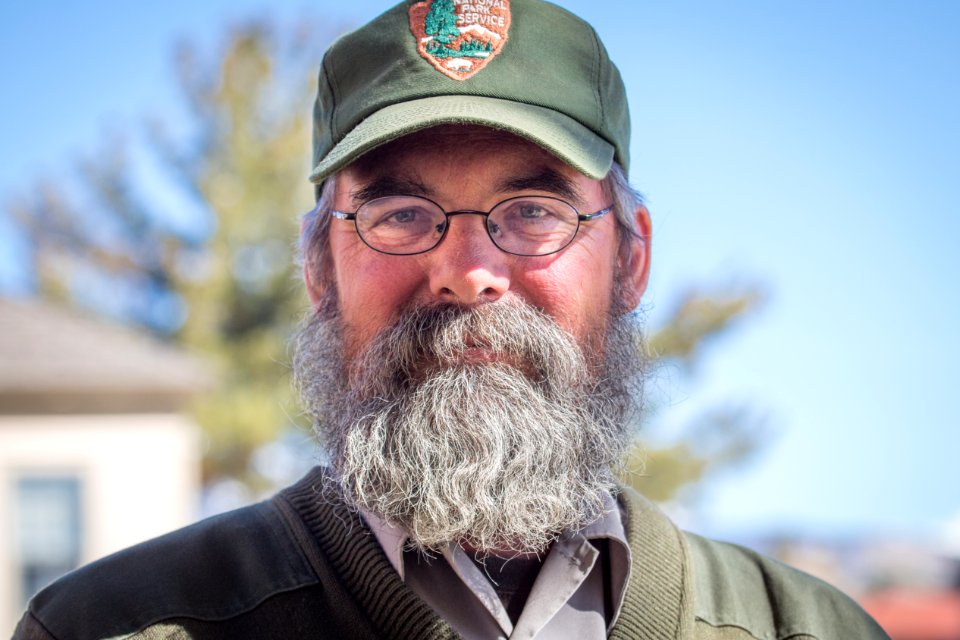 Senior Bison Biologist Rick Wallen outside his office in Mammoth Hot Springs