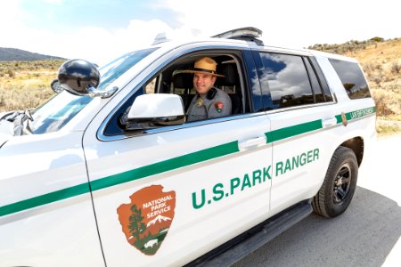 Ranger Stang in his patrol vehicle