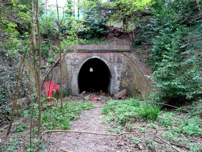 The Grove Hill Tunnel Tunbridge Wells. Flooded former railway tunnel. Note the extra brick lining.