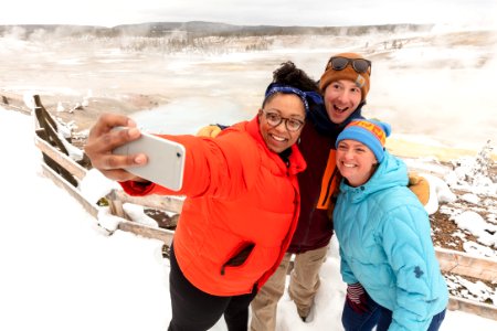 Winter safe selfie at Porcelain Basin (2) photo
