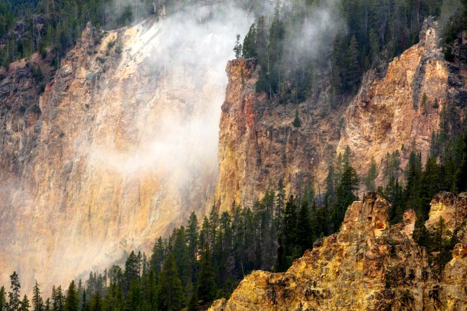 Grand Canyon of the Yellowstone and mist from Lower Falls