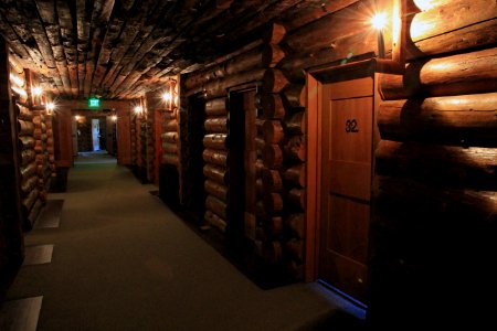 Old Faithful Inn, hallway with guest rooms photo
