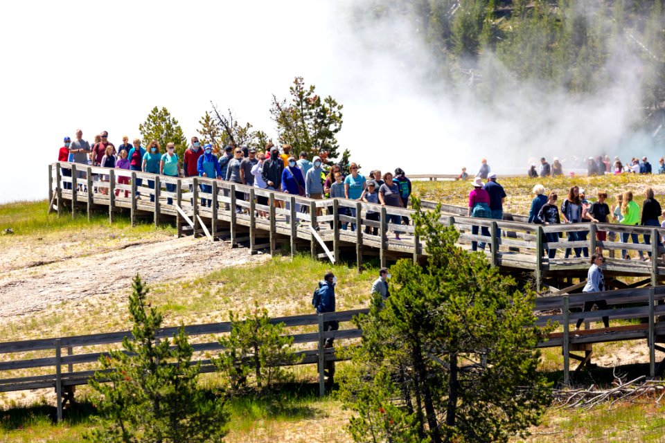 Crowds at Midway Geyser Basin