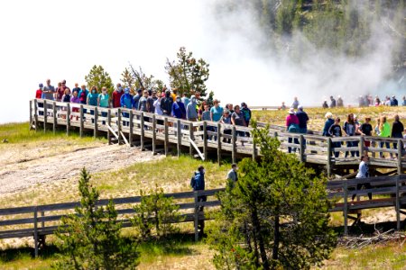 Crowds at Midway Geyser Basin photo