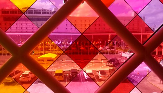 MIAMI AIRPORT THRU COLORED GLASS