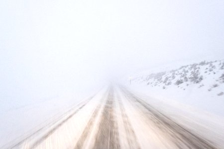 Whiteout conditions on park roads photo