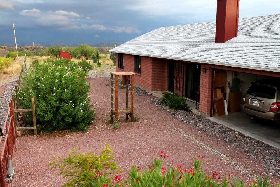 VIEW FROM THE HOUSE - 0030, front yard, lights of Nogales in background