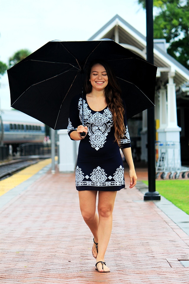 Rain walking female