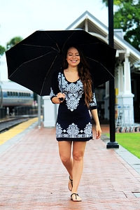 Rain walking female