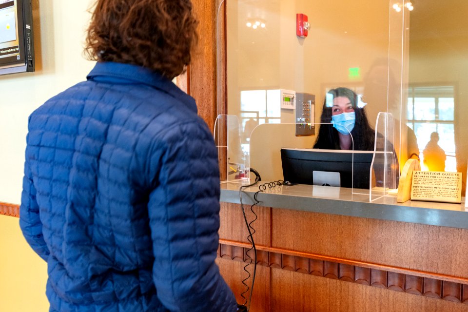 Winter modifications to Mammoth Hot Springs Hotel: checking in
