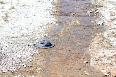 Lost hat in Midway Geyser Basin