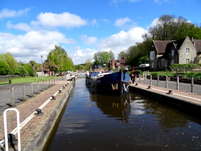Boat going through Allington Lock