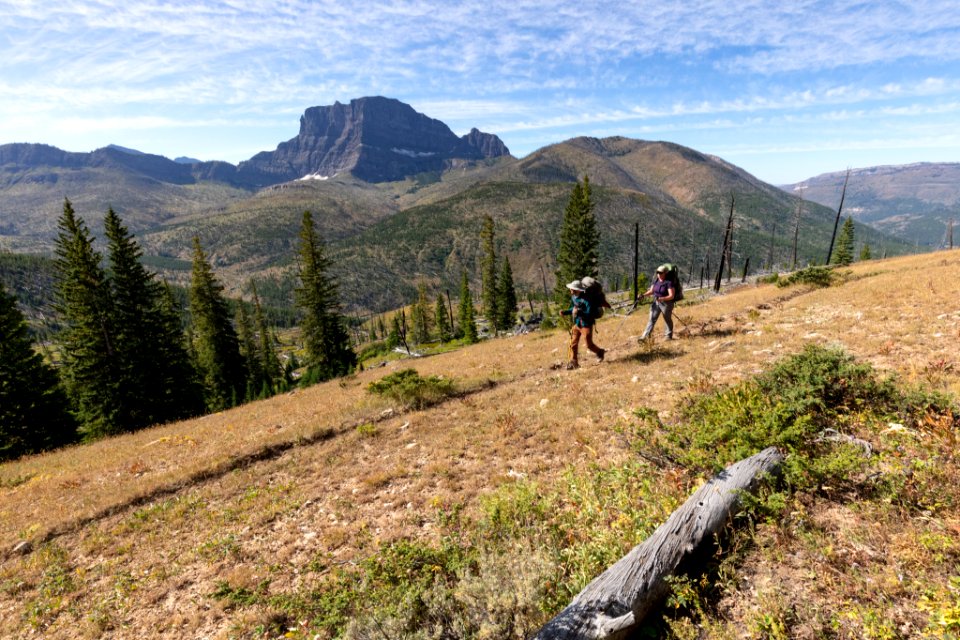 Hikers on the Wolverine Creek Trail near Cutoff Mountain